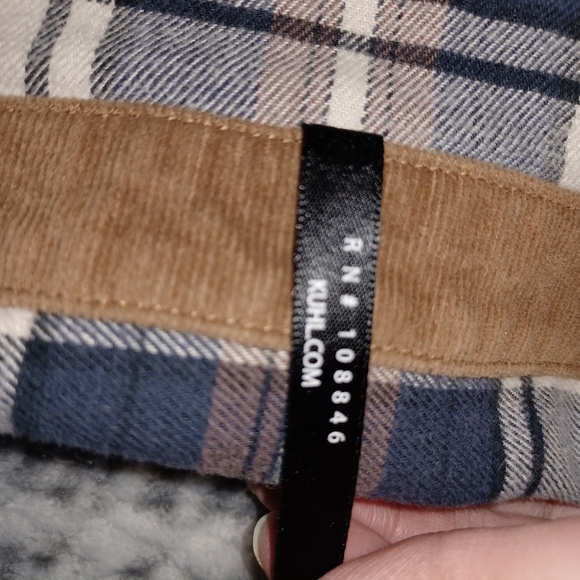 Kuhl Womens Tess Flannel Long Sleeve Shirt Snap Button Sz L Corduroy Cuffs Gorpc - Picture 5 of 13